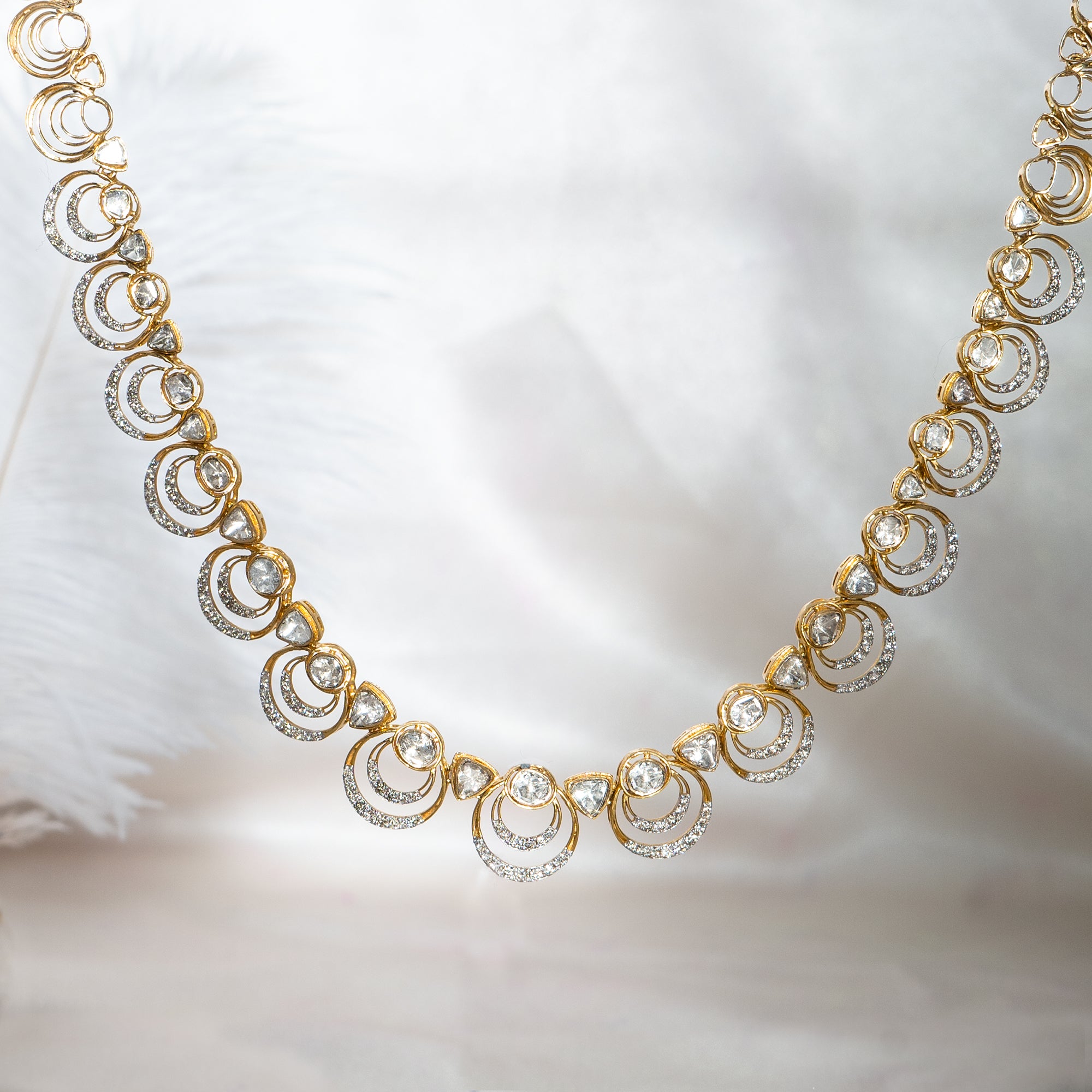 Rococo Diamond Polki Necklace 14k Gold Heritage Jewellery