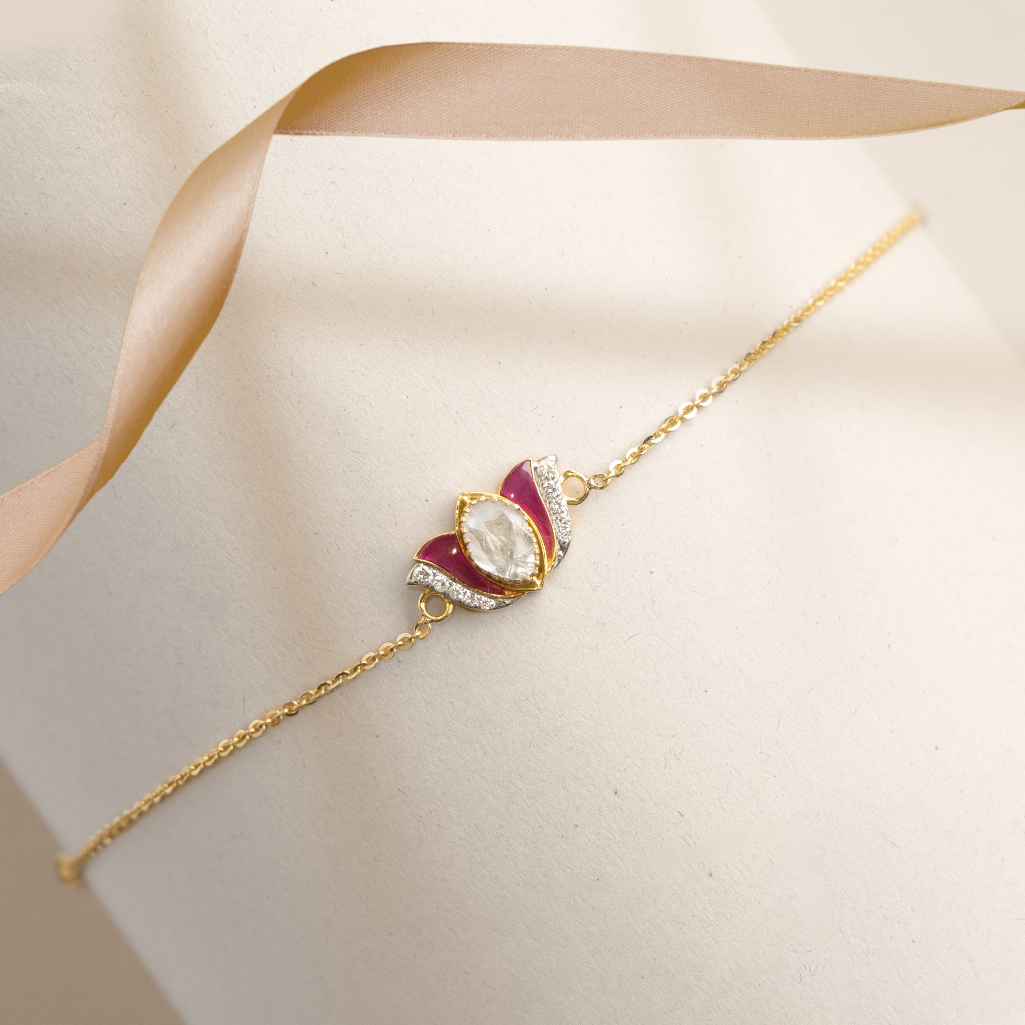 Lily Polki diamond bracelet with intricate uncut diamonds