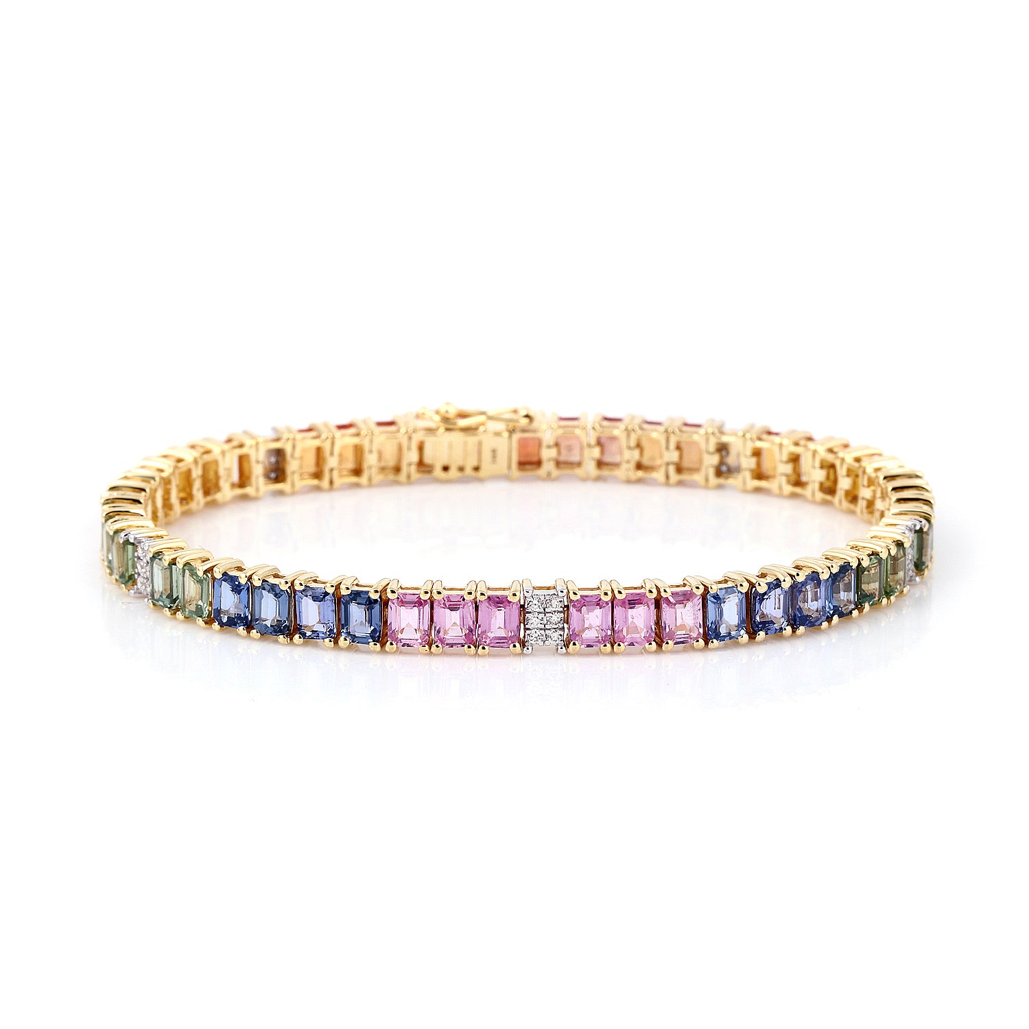 Regal multi sapphire bangle bracelet with colorful sapphires