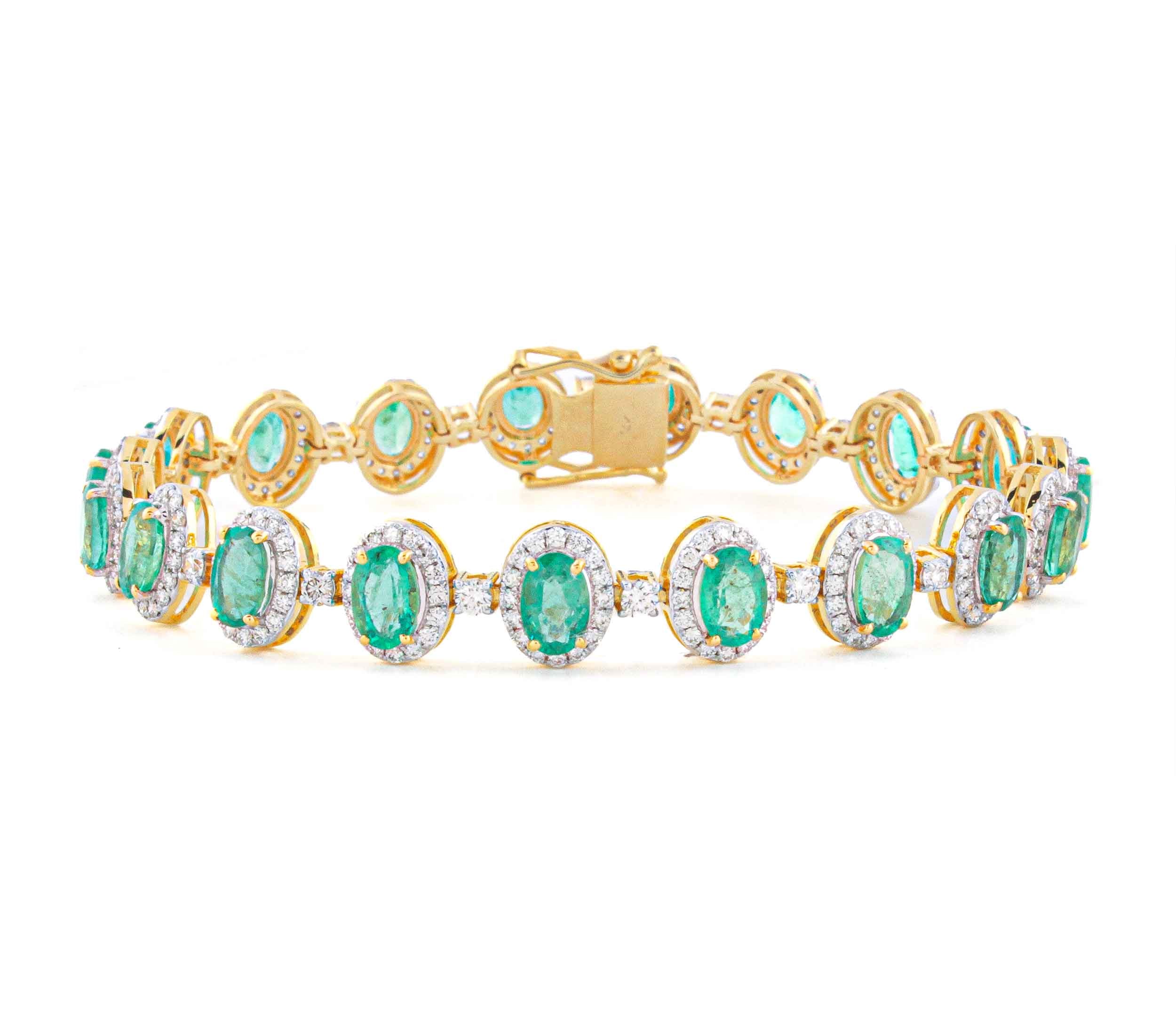 Eternal Emerald Halo bracelet with emerald and diamond halo