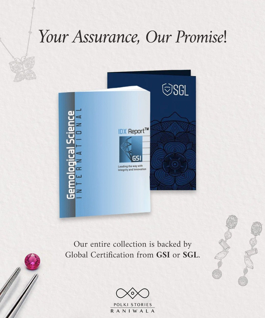 Dear Me necklace styled with soft rose gold layers and dainty polki accents on model