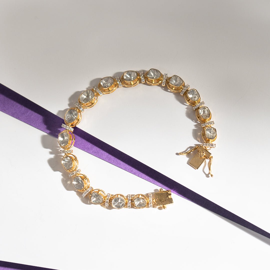 Bare Linear Polki diamond bracelet with minimalist design