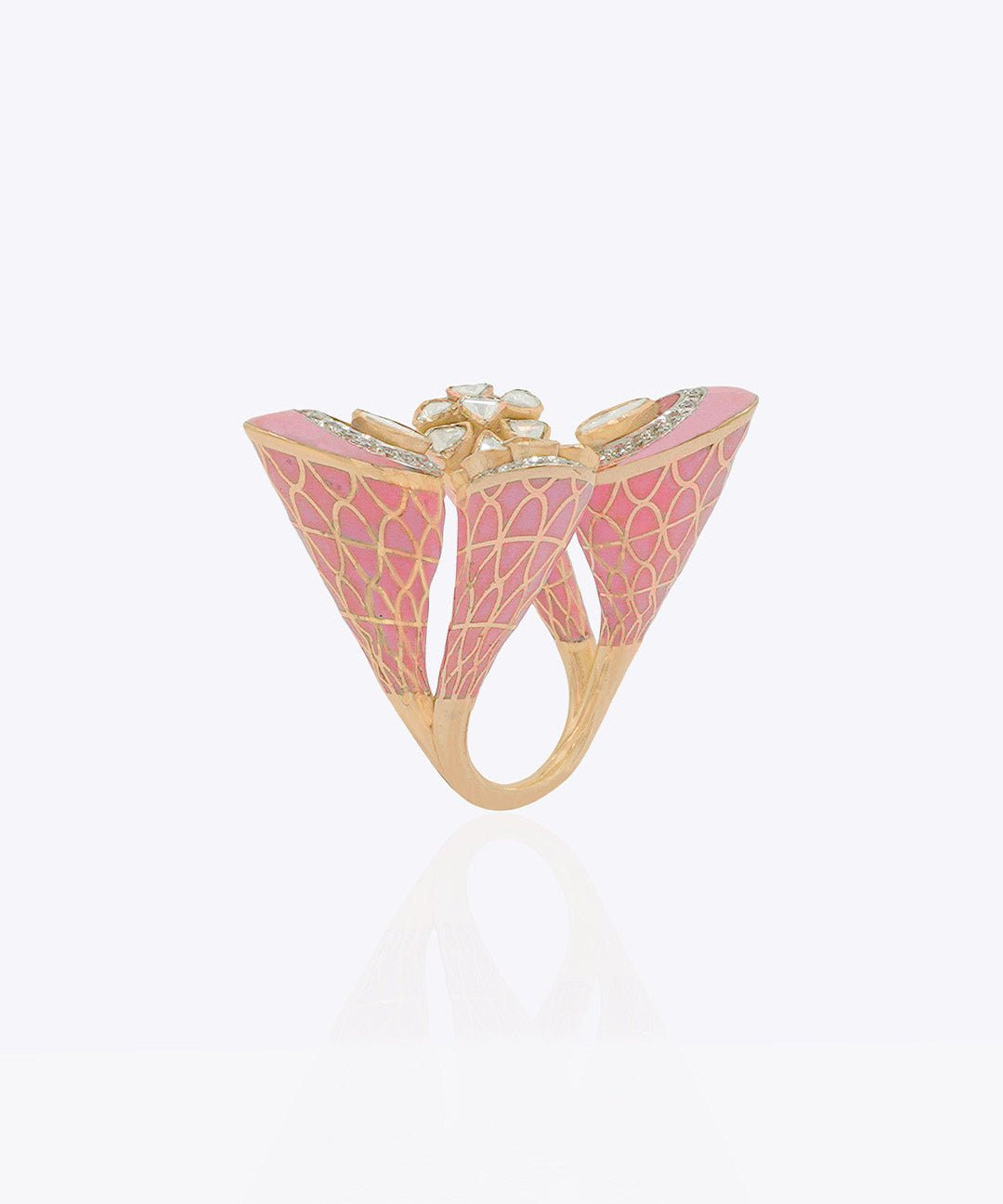 Blush Mirage Polki Ring in 18K gold – luxury bridal Polki jewellery with uncut diamonds