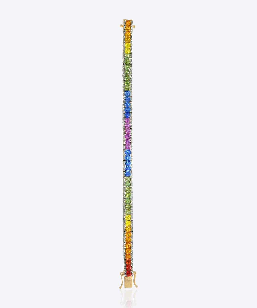 Rainbow Sapphire & Diamond Bracelet in gold with Polki diamonds – colorful luxury jewellery
