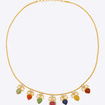 14K gold necklace with Polki, diamonds, pearls, and Navratna stones