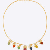 14K gold necklace with Polki, diamonds, pearls, and Navratna stones