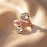 Enamel Polki Swirl Ring