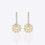14k gold Petaluxe Hoop Earrings with a radiant floral Polki and diamond design.