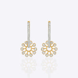 14k gold Petaluxe Hoop Earrings with a radiant floral Polki and diamond design.