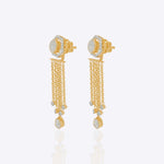 Solara Jacket Earrings in 14K gold with a hexagonal Polki and diamond design