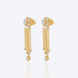 Solara Jacket Earrings in 14K gold with a hexagonal Polki and diamond design