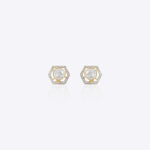 Solara Jacket Earrings in 14K gold with a hexagonal Polki and diamond design