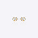Solara Jacket Earrings in 14K gold with a hexagonal Polki and diamond design