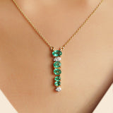 Calista Drop Emerald Diamond Pendant