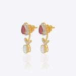 14k gold jacket earrings with Polki and diamonds, wearable as studs or full jackets.