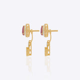 14k gold jacket earrings with Polki and diamonds, wearable as studs or full jackets.
