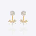 14k gold ear jacket with a zig-zag silhouette in Polki and diamonds