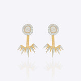 14k gold ear jacket with a zig-zag silhouette in Polki and diamonds
