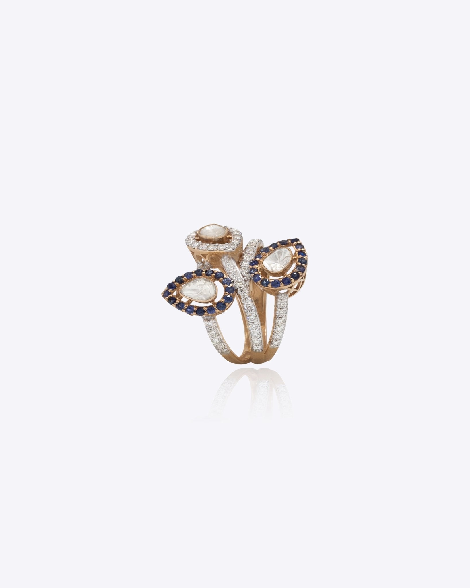 Rayline Ring 18K Gold Polki Sapphire Jewellery – Polki Stories by ...