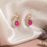 Cherry Claret Polki Diamond Earrings