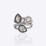 Rayline Ring in 18K gold with sapphire and Polki diamond sleek line design