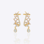 14k gold zig-zag earcuffs with Polki, diamonds, and a spiky silhouette.