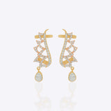 14k gold zig-zag earcuffs with Polki, diamonds, and a spiky silhouette.