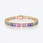 Regal Multi Sapphire Bangle Bracelet in 14k gold with multi-coloured sapphires