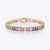 Regal Multi Sapphire Bangle Bracelet in 14k gold with multi-coloured sapphires