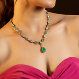 Emerald Aura Polki Diamond Necklace