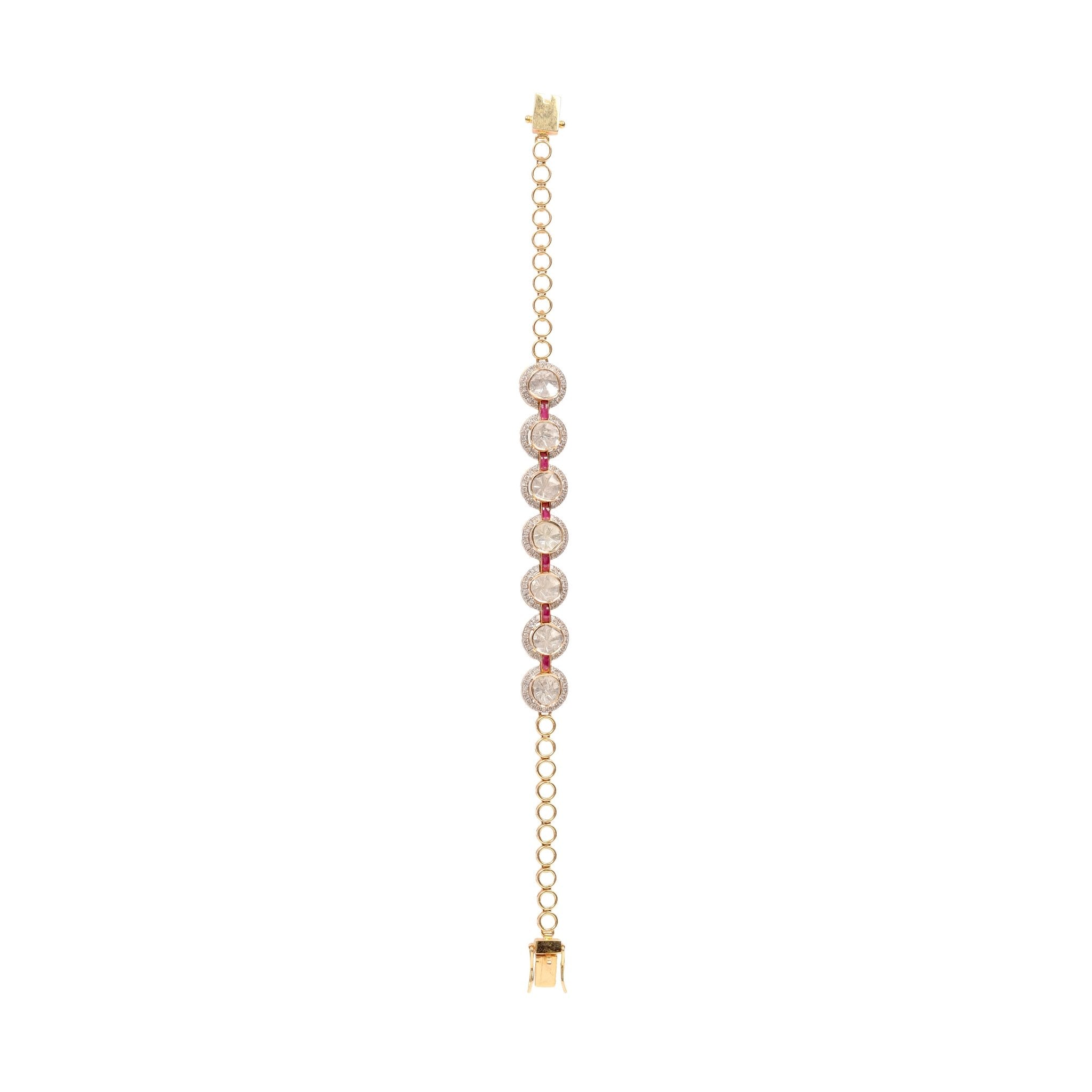 Sacred Polki diamond bracelet with spiritual uncut diamonds
