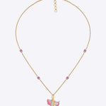 9K gold Blush Petal pendant featuring Polki diamonds and blush pink accents, inspired by nature.
