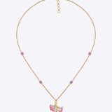 9K gold Blush Petal pendant featuring Polki diamonds and blush pink accents, inspired by nature.