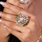 Fern Hexa Polki Ring