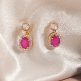 Cherry Claret Polki Diamond Earrings