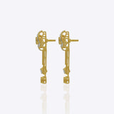 14K gold drop earrings with pear-shaped stones and knot motif