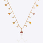 Gemstone Garland Necklace in 14K gold with colourful gemstones and Polki drops.