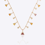 Gemstone Garland Necklace in 14K gold with colourful gemstones and Polki drops.