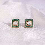 Luxurious Femme Fatale Diamond Polki Studs with 18k gold, ethereal polki diamonds