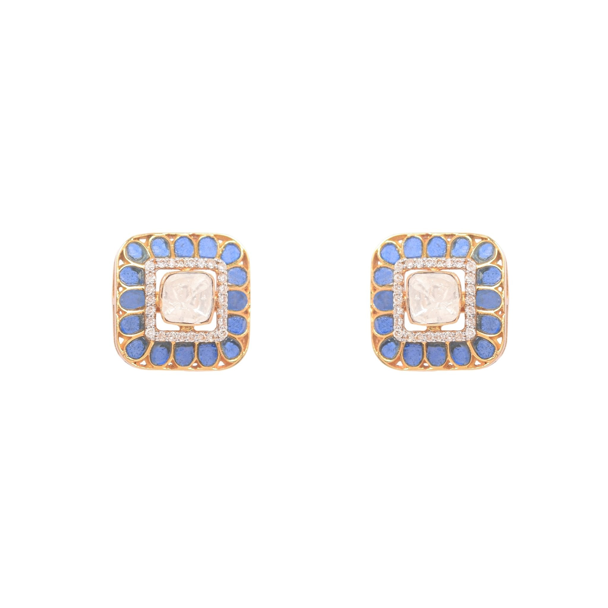 A mesmerizing, luxurious accessory with a golden frame and a stunning polki diamond at the center.
