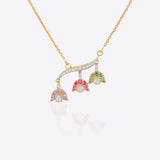 Spring in Bloom Pendant in 14k gold with upside-down tulip motifs