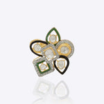 Starlit Petal Polki Ring in 18K gold with hand-set Polki diamonds in a floral design
