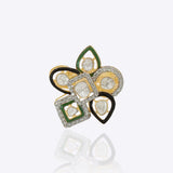 Starlit Petal Polki Ring in 18K gold with hand-set Polki diamonds in a floral design