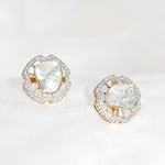 Polki diamond stud in intertwined circles, captivating design that catches light