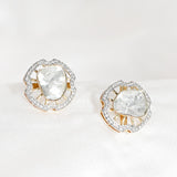 Polki diamond stud in intertwined circles, captivating design that catches light