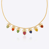14K gold necklace with Polki, diamonds, pearls, and Navratna stones