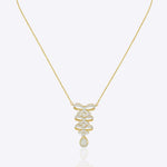 14K gold necklace with a playful tiered bow design and refined finish creating a modern and elegant statement.