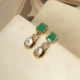 Emerald Aura Polki Diamond Earrings