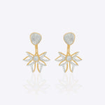 14K gold starburst-design jacket earrings set with Polki diamonds.