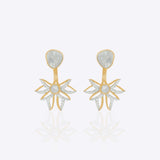 14K gold starburst-design jacket earrings set with Polki diamonds.